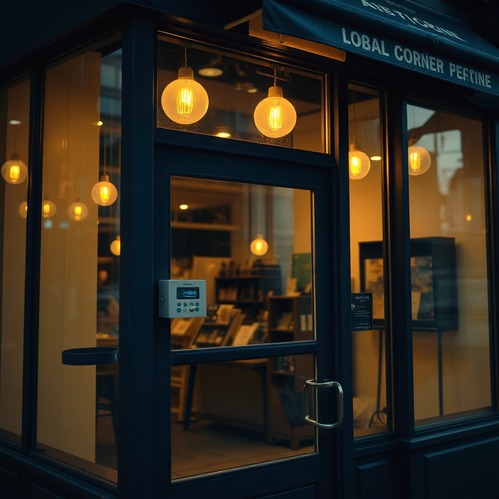 Corner store glass entrance